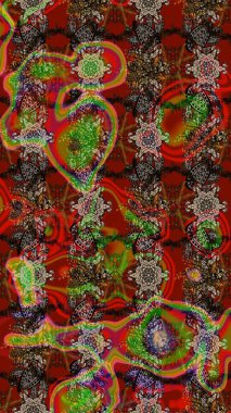 Çiçekli eskiz çizimi. Renkli Yaz Temalı eskiz kalıbı. Kahverengi ve kırmızı renkte çiçekler. Düz Çiçek Elementleri Tasarımı.