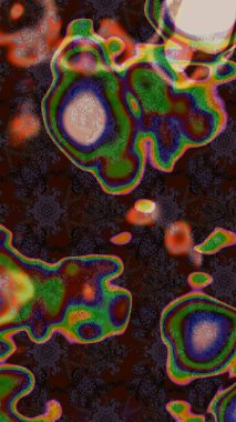 Nakış desenli çiçek deseni. Parmak izi, kumaş, duvar kâğıdı, tekstil için raster dokusu. Renkli grunge soyut arkaplanı colokahverengi ve yeşil çiçeklerle zenginleştirir.