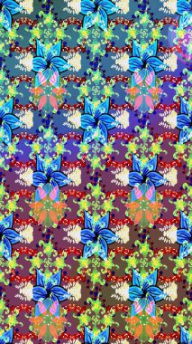 Raster illüstrasyonu. Suluboya çizim kalıbı. Eski model. Moda baskısı. Çiçeğin suluboya çizimlerinin mükemmel deseni. Dekorasyon ve tasarım için güzel desen.