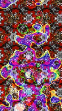 Raster çiçek desenleri çiziyor. Vadinin çiçekleri gri ve kırmızı renklerde.