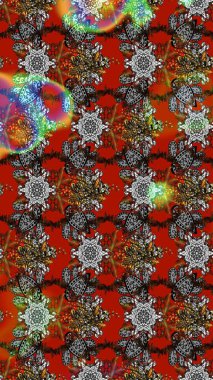 Gri ve kırmızı renkte çiçekler. Raster illüstrasyonunda çiçek deseni çizimi.