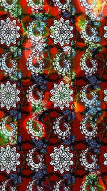 Vintage outline illustration. Raster flower print. Floral red and black sketch pattern.