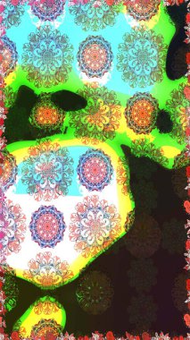 Çiçeksiz desenli arka plan. Gömlek baskısı için çiçek boyası. Kahverengi ve yeşil renkte çiçekler.