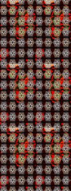 Kabile sanatı boho baskısı, klasik çiçek arkaplanı. Soyut etnik raster kusursuz desen. Arkaplan dokusu, duvar kağıdı, siyah ve kahverengi renkli çiçek teması.