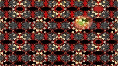 Siyah ve kırmızı renkte çiçekler. Raster illüstrasyonu. Çizim çiçek deseni duvar kağıdı için kullanılabilir.