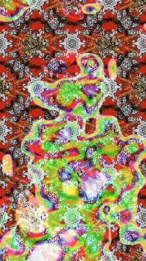 Raster deseni. Küçük çiçekteki sevimli çiçek deseni. Tarafsız ve yeşil renklerde. Soyut çiçek çizim kalıbı arka planı. Raster illüstrasyonu.