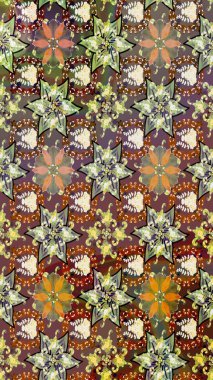 Çiçek ve yapraklı çiçek deseni. Küçük çiçekli şirin bir desen. Raster illüstrasyonu.