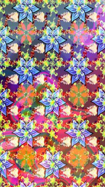 Tomurcukları çiçek olan sevimli bir çiçek deseni. Raster. Kumaş, tekstil, duvar kağıdı baskısı için. Eskiz geçmişi. Raster illüstrasyonu. Antika retro tarzı.