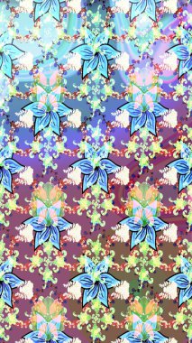 Sevimli küçük çiçek desenle. Raster resim. Çiçek desenli çiçek ve yaprakları ile.