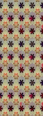 Çiçeksel fantezi tasarımı ve parlak bir arka plan çizimi. Renkli Bahar Teması eskiz kalıbı. Düz Çiçek Elementleri Tasarımı.