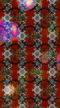 Kahverengi ve kırmızı renkte çiçekler. Raster illüstrasyonunda çiçek deseni çizimi.