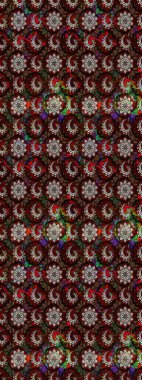 Raster illüstrasyonu. Küçük çiçekli yay deseni çiz. Suluboya tarzında siyah ve kahverengi renkler üzerine.