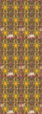 Elle çizilmiş çiçek desenli Raster çizimi. Tekstil, kumaş, ambalaj, hatıra defteri için hoş bir çiçek arkaplanı. Çocuksu tasarım. Kahverengi ve bej arkaplanda.