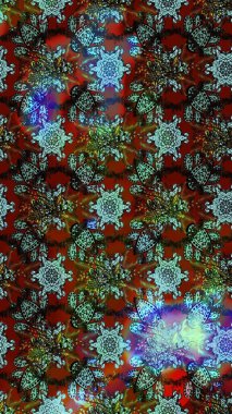 Parlak çiçekli halı deseni kahverengi ve mavi renklerde..