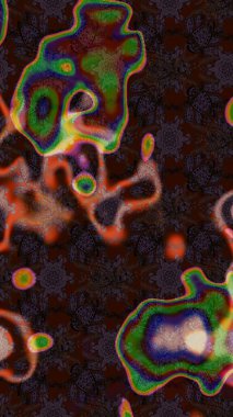 Çiçek desenli çizim. Kahverengi ve gri renkli çiçekler. Raster illüstrasyonu. Raster illüstrasyonu. Asya tekstil tarzında.