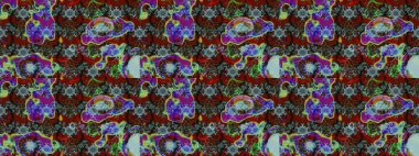 Mavi ve kahverengi renkte çiçekler. Çiçekli karalama şeklinde Raster çiçek deseni. Yumuşak, bahar çiçekli arka plan.