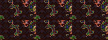 Suluboya elle çizilmiş çiçek desenli eskiz deseni. Parlak renkli fantezi çiçekleri, yapraklar, kahverengi ve siyah renkli tomurcuklar kahverengi ve siyah.