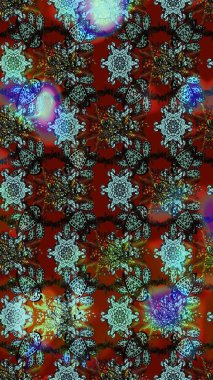 Çiçeksel elementlerle süslenmiş zarif raster dokusu. Parlak çiçekli kahverengi ve mavi renkler üzerine soyut çizim deseni. Küçük çiçekte şirin bir çiçek deseni var..