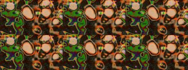 Raster illüstrasyonu. Raster illüstrasyonu. El yapımı çiçek ve bitki koleksiyonu. Şirin karalamalı çiçek desenli çizim. Eskiz stili kahverengi ve yeşil renklerde.