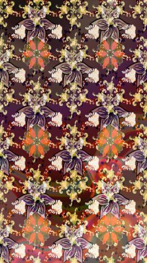 El çizimi Raster çizimi. Çizim çiçek deseni duvar kağıdı, web sitesi arka planı, ambalaj kağıdı, davetiye, broşür, afiş veya web sitesi için kullanılabilir. Parlak elementlerin.