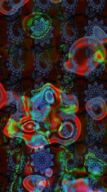 Raster illüstrasyonu. Küçük çiçekteki sevimli çiçek deseni. Kahverengi ve mavi renkte çiçekler.