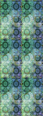 Mavi ve yeşil yerine altın rengi klasik barok çiçekli desenler. Süslü raster dekorasyonu. Lüks, kraliyet ve Viktorya dönemi konsepti. Mavi ve yeşil renklerde altın element.