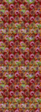 Kibar, bahar çiçekleri kırmızı ve kahverengi renklerde. Raster illüstrasyonu. Çiçekli yumuşak bir eskiz şekli. Raster çiçekleri klasik tarzda resmedilir..