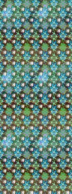 El çizimi dikişsiz sonbahar çiçekleri deseni. Yeşil ve mavi renkte çiçekler. Renkli yeşil ve mavi pürüzsüz desen. Tekstil ve kapak tasarımı için mükemmel. Doodle tarzı.