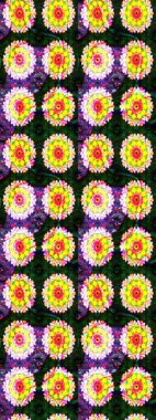 Çiçek buketleriyle klasik tarzda kusursuz desenler. Sarı ve gri renklerde. Raster illüstrasyonu.