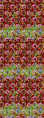 Nazik, narin çiçek arkaplanı. Çiçekli karalama şeklinde Raster çiçek deseni. Kırmızı ve yeşil renkte çiçekler.