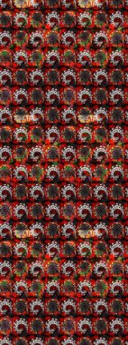 El çizimi. Çiçekli, yapraklı, çiçek desenli eskiz. Raster illüstrasyonu.