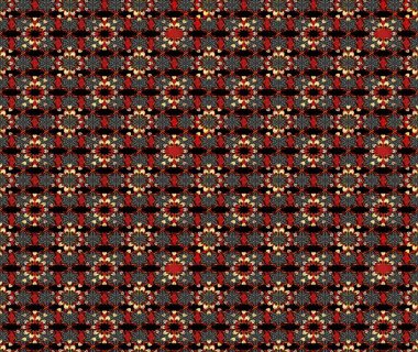 Raster illüstrasyonu. Çiçekli yumuşak bir eskiz şekli. Yumuşak, bahar çiçekleri siyah ve kırmızı renklerde. Raster çiçekleri klasik tarzda resmedilir..