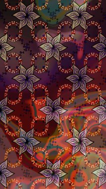 Raster deseni. Çiçekli çiçek deseni, suluboya. Süslü kumaş deseni.