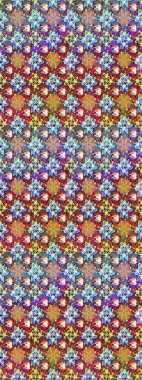 Çiçek desenli çizim. Raster illüstrasyonu. Tarafsız ve kahverengi renkte çiçekler. Raster illüstrasyonu. Asya tekstil tarzında.