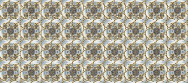 Klasik raster sarısı, kusursuz desen. Çiçek süsü kumaş deseni, cam, çiçek desenli gri, bej ve kahverengi altın elementli metal..