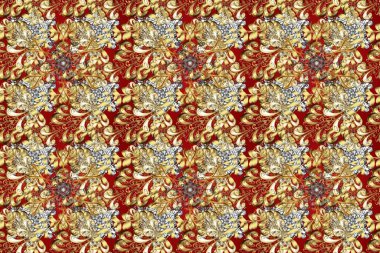 Geleneksel altın sarısı desenli bej, kahverengi ve kırmızı renklerde altın elementler. Barok tarzında kusursuz bir doğulu süsü..