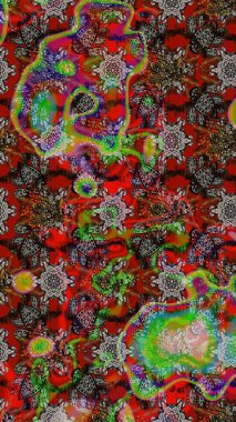 Şatafatlı bahar bahçesi dokusu. Raster illüstrasyonu. Kahverengi ve kırmızı renkte çiçekler. Çiçek deseni. Kahverengi ve kırmızı renkte çiçek çizimi.