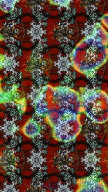 Çiçek duvar kağıdı. Kahverengi ve gri renklerde. Raster illüstrasyonu. Renkli süs kenarı. Hint süsü. Çizim deseni.