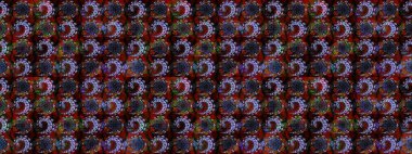 Siyah ve kahverengi renklere karalamalar çizilmiş çiçek deseni. Raster illüstrasyonu.