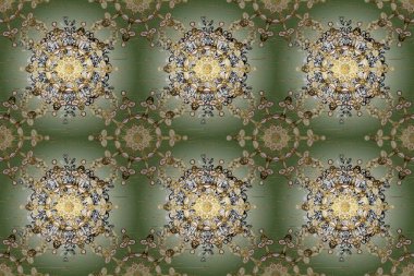 Seamless classic raster golden pattern. Classic vintage background. Traditional orient ornament. Seamless pattern on brown and white colors with golden elements.