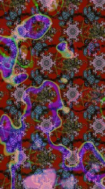 Çiçek desenli eskiz, darbeler, sıçramalar, yaz çiçekleri. Kırmızı ve kahverengi renkte çiçekler. Raster illüstrasyonu.