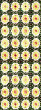 El çizimi. Güzel kumaş deseni. Raster illüstrasyonu. Çiçekler, dallar, otlar ve çiçekler.