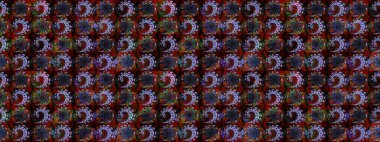 Siyah ve kahverengi renklere karalamalar çizilmiş çiçek deseni. Raster illüstrasyonu.