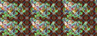 Raster illüstrasyonundaki çiçek desenli çizim. Yeşil ve kahverengi renkte çiçekler.