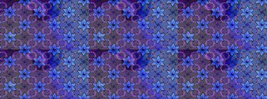 Mavi ve mor renkli çiçekler. Çiçekli karalama şeklinde Raster çiçek deseni. Nazikçe, güzel çiçek arkaplanı..