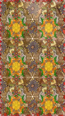 Raster pattern. Gentle, summer floral on brown and beige colors. Cute Floral pattern in the small flower. Raster illustration.