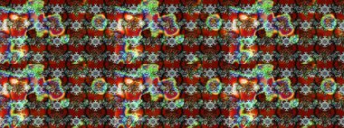 Raster deseni. Bahar çiçekleri dallı desen, kahverengi ve kırmızı renkler çiçekli siluet.