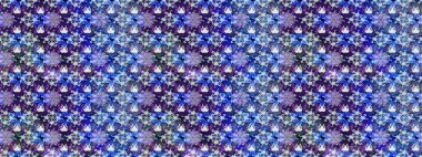 Raster deseni. Bahar çiçekleri dallı desen, mavi ve mor renkler çiçekli siluet.