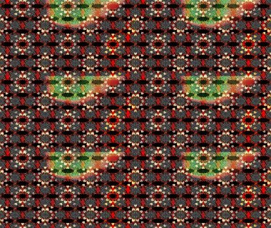 Çizim çiçek deseni duvar kâğıdı olarak kullanılabilir. Siyah ve kırmızı renkte çiçekler. Raster illüstrasyonu.