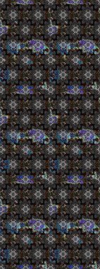 Siyah ve gri renkte etnik çiçeklerle süslenmiş zarif bir eskiz şekli. Raster Çiçek İllüstrasyon Şirin Tekstil.